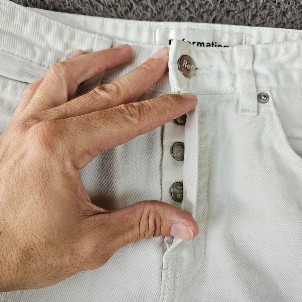 Reformation Fawcett Jean White Button Fly Wide Leg Denim Womens Size 25 - Picture 5 of 10